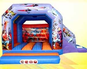 Superheroes Themed Bouncy Castle with Side Slide